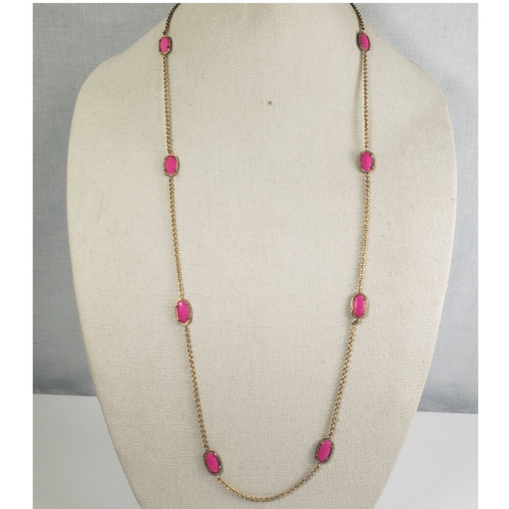 Kendra Scott 38" Gold Necklace with 8 Pink Pendants